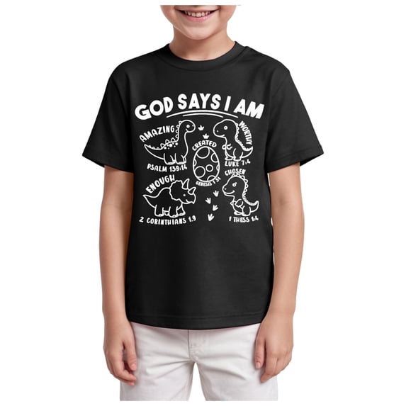 TOWED22 Toddler Boys T-Shirt Short Sleeve Shirt Dinosaur Print Cotton Summer Tops Tees Shark Graphic 2-7T(Black,5-6 Y)