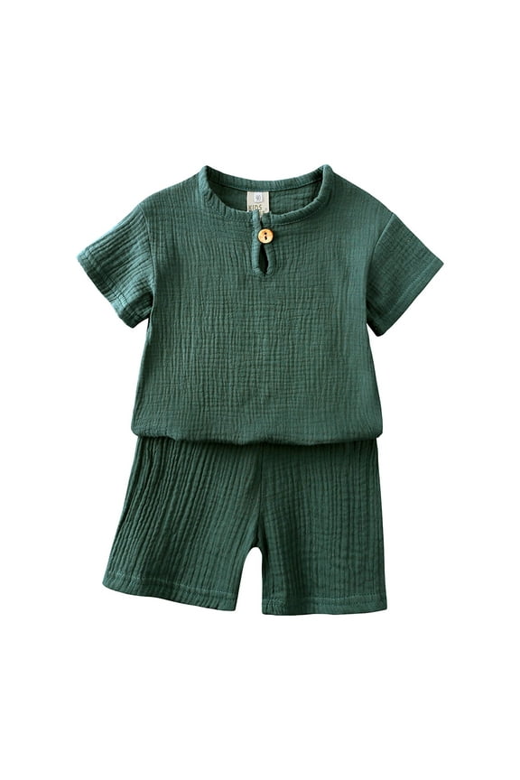 Toddler Boys T-shirts and Shorts 2 Pcs Dinosaur Short Set Summer Clothes Outfit(Green,2-3 Y)