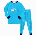thumbnail image 1 of TOWED22 Toddler Boys Warm Clothes Set 2 Piece Long Sleeve Print Pullover Sweatshirt Top Elastic Waist Sweatpants Fall Winter Outfits(Sky Blue,6-7 Y), 1 of 6