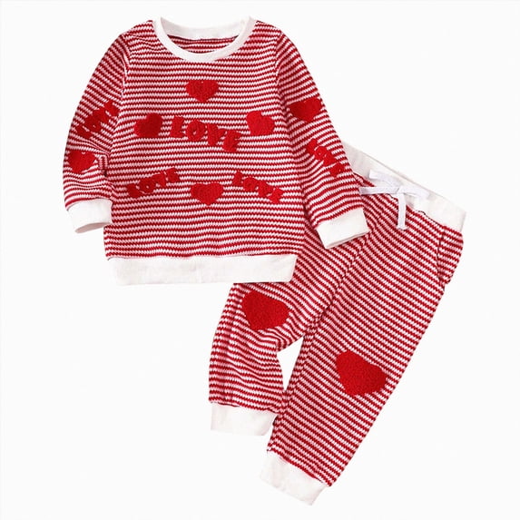 TOWED22 Toddler Clothes for Baby Girls Cute Print Long Sleeve Sweatshirt Pants Girls Warm Fall Winter Outfits Set,Watermelon Red,6-12 M