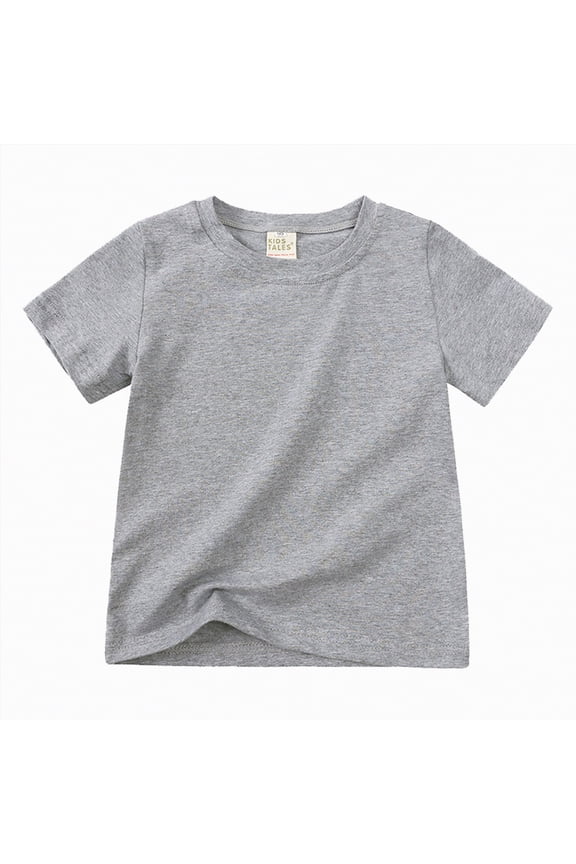 Toddler Cotton T-Shirt Short Sleeve Cute Graphic Shirt for Kids Girls Boys Tees(Grey,7-8 Y)