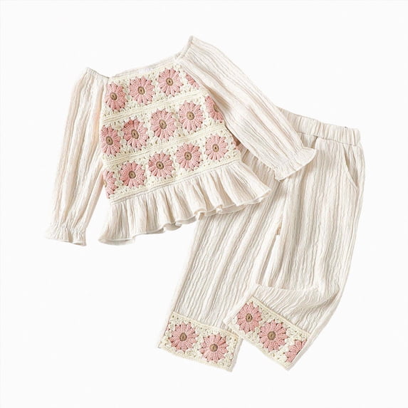 TOWED22 Toddler Girl Baby Clothes Set Long Sleeve Graphic Sweatshirt and Elastic Waist Pants 2pcs Outfits Fall Winter(Pink,12-18 M)