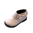 thumbnail image 1 of TOWED22 Toddler Girl Boots Fashion Autumn and Winter Girls Boots Round Toe Flat Sole Thick Sole Non Slip Back Zipper Cute Polka (White, 8.5 Toddler), 1 of 6