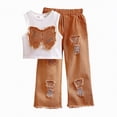 thumbnail image 1 of TOWED22 Toddler Girl Clothes Baby Summer Outfits Daisy Print Sleeveless Smocked Camisole Linen Pants 12 18 24 Month 3T 4T(Brown,5-6 Y), 1 of 9