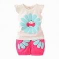 thumbnail image 1 of TOWED22 Toddler Girl Clothes Baby Summer Spring Outfits Cute Bow Button Smocked Ruffle Sleeve Tops ＋ Girls Shorts Set(Blazer,3-4 Y), 1 of 5