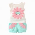thumbnail image 1 of TOWED22 Toddler Girl Clothes Baby Summer Spring Outfits Cute Bow Button Smocked Ruffle Sleeve Tops ＋ Girls Shorts Set(Blazer,6-12 M), 1 of 5