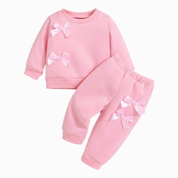 TOWED22 Toddler Girl Clothes Crew Neck Ruffle Hem Long Sleeve Top Floral Print Leggings Fall Outfits Kids Clothing Sets,Pink,9-12 M
