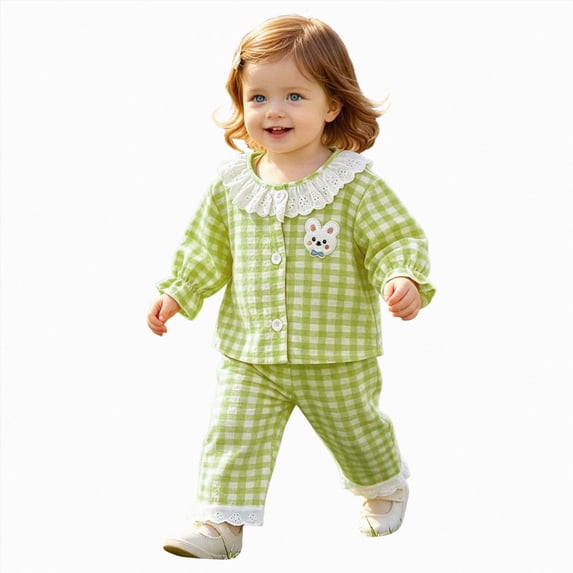 TOWED22 Toddler Girl Clothes Outfits Cute Print Long Sleeves Top and Pants Sweatsuit 2 Piece Winter Clothing Set,Green,2-3 Y