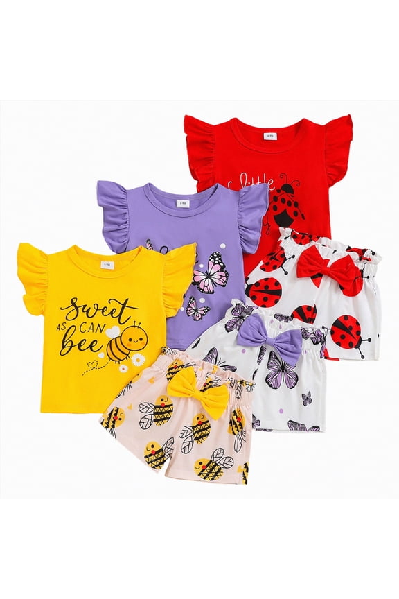 Toddler Girl Clothes Summer Girls Clothing Sets Girl Stuff T-shirt Shorts 2pcs Sets(Blazer,18-24 M)