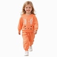 thumbnail image 1 of TOWED22 Toddler Girl Fall Clothes Soft Outfits Set Graphic Print/Embroidery Knit Top & Sweatpants 2Pcs Cute Home Outdoor,Orange,9-12 M, 1 of 8