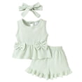 thumbnail image 1 of TOWED22 Toddler Girl Summer Clothes 2 Piece Set Thin Strap Floral Smocked Top & Casual Shorts 1-7Y(Light Green,12-18 M), 1 of 9
