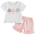 thumbnail image 1 of TOWED22 Toddler Girl Summer Clothes 2Pcs Set Heart Detail T-Shirt + Denim Shorts Play Outfit 18M-3T(Pink,2-3 Y), 1 of 8