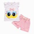 thumbnail image 1 of TOWED22 Toddler Girl Summer Clothing 2pcs Graphic Ruffle Sleeve Sleeveless Tank Top and Elastic Shorts Set Outfits Cute Toddler Print Clothes(White,6-12 M), 1 of 5