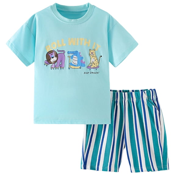 TOWED22 Toddler Girl Summer Outfits 2Pcs Clothes Fruit Graphic T-Shirt + Elastic Waist Denim Shorts 12M-4T(Blue,7-8 Y)