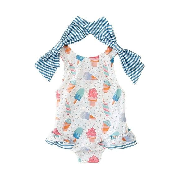 TOWED22 Toddler Girl Swimsuit One Piece, Baby Swimwear Summer Beach Bathing Suit(Blue,2-3 Years)