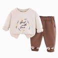thumbnail image 1 of TOWED22 Toddler Girls 2 Piece Outfits Fall Clothes Knit Tulle Puff Sleeves Top and Flare Pants Set for Girl,Beige,1-2 Y, 1 of 6