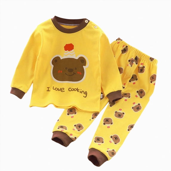 TOWED22 Toddler Girls Boys Fall Winter Outfits Embroidery Long Sleeve Sweatshirt Tops and Striped Pants Sets 2pcs Fall Winter Clothes Clothing Set(Yellow,3-4 Y)