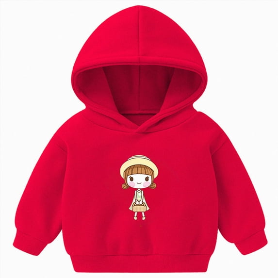 TOWED22 Toddler Girls Boys Hoodies Kids Pullover Sweatshirt Graphic Sweater Casual Hoodies Sweatshirts Long Sleeve Shirts Tops,Red,18-24 M