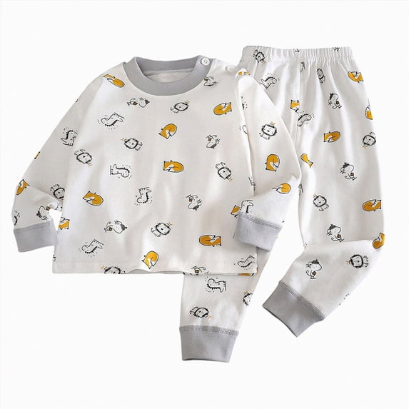 TOWED22 Toddler Girls Boys Pajamas Set Long Sleeve Pjs Baby Kids Sleepwear Cotton Warm Winter Jammies 6-24 Months 2t 3t 4t 5t 6t 7t 8t 9t Children(Grey,5-6 Y)