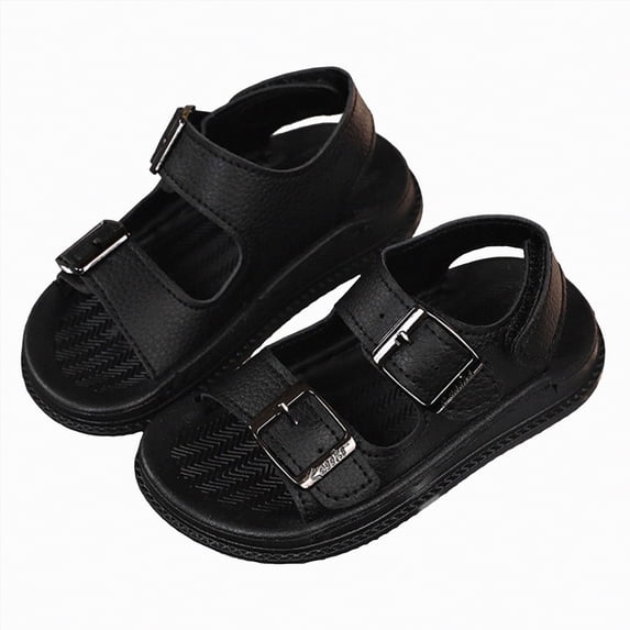 TOWED22 Toddler Girls Boys Sandals Adjustable Straps Kids Sandals Lightweight Non-slip Soft Sole Baby Kids Summer Shoes Beach Pool Outdoor(Black,9)