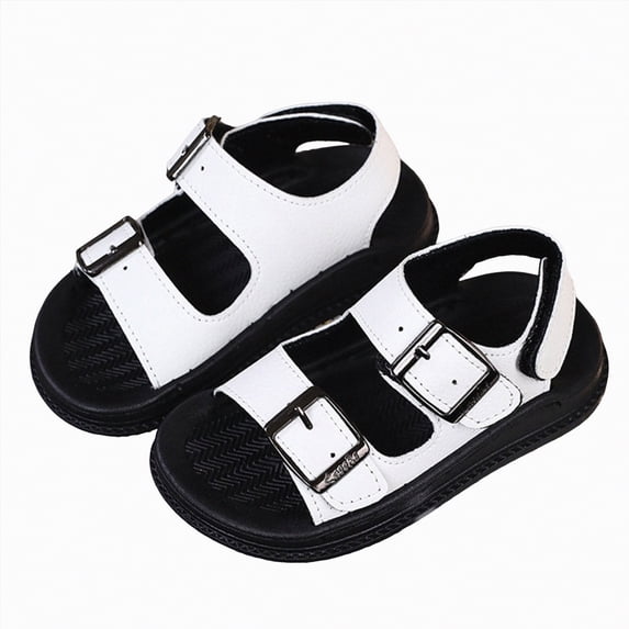 TOWED22 Toddler Girls Boys Sandals Adjustable Straps Kids Sandals Lightweight Non-slip Soft Sole Baby Kids Summer Shoes Beach Pool Outdoor(White,12)