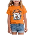 thumbnail image 1 of TOWED22 Toddler Girls Halloween Shirt Cute Ghost B00 Tshirt Kids Outfits Short Sleeve Tees Tops,Orange,9-10 Y, 1 of 5