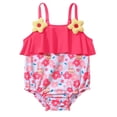 thumbnail image 1 of TOWED22 Toddler Girls Summer Floral One Piece Bathing Suit Cute Criss Cross Back Swimsuit Swimwear Pink,24-36 M, 1 of 4