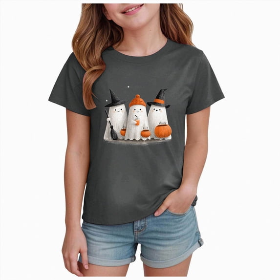 TOWED22 Toddler Halloween Graphic Tshirt Kid Girl Boy Graphic Tees Short Sleeve Spooky Season Tops Kids