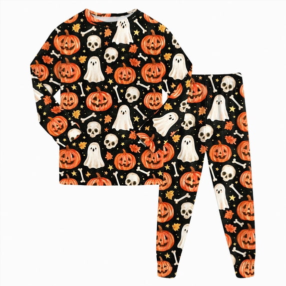 TOWED22 Toddler Halloween Pajamas Girls Boys Funny Graphic Print Pjs Sets Kids Snug fit 2pcs Long-Sleeve Fall Winter Sleepwear