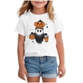 thumbnail image 1 of TOWED22 Toddler Halloween Shirt Baby Boy Girls Ghost Pumpkin Tshirts Kids Fall Spooky Season Short Sleeve Tee Tops,White,8-9 Y, 1 of 5