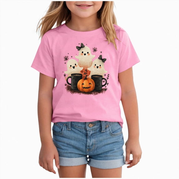 TOWED22 Toddler Halloween Shirt Kid Girls Boys Graphic Tshirts Kids Fall Spooky Season Short Sleeve Tee Tops