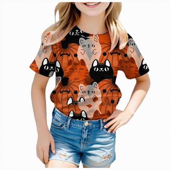TOWED22 Toddler Halloween Shirts Spooky Tshirt for Girls Boys Kids Funny Halloween Graphic Tee Tops