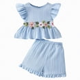 thumbnail image 1 of TOWED22 Toddler Infant Adorable Summer Clothes 2 Piece Tank Top Sleeveless Tee and Shorts Sweet Sets Lovely(Light Blue,5-6 Y), 1 of 7
