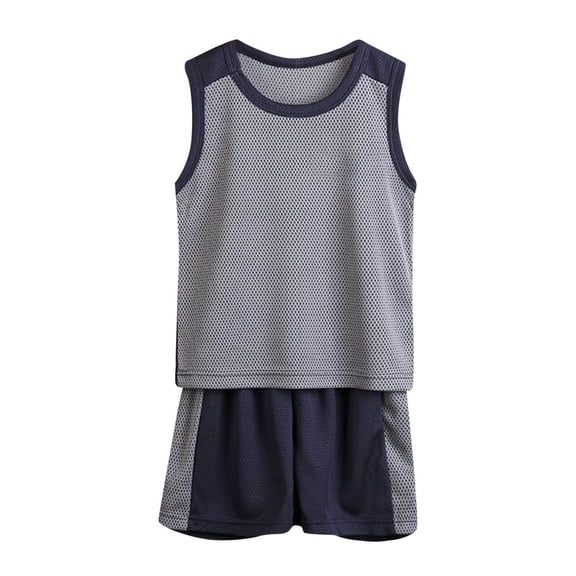 TOWED22 Toddler Infant Baby Boy Summer Clothes 2 Piece Outfits Sets Print Pattern Sleeveless Round Neck Tank Top Casual Shorts Clothing(Grey,9-10 Y)