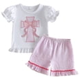 thumbnail image 1 of TOWED22 Toddler Infant Baby Girl 9-12M 18-24M 2Pcs Set Cute Butterfly Graphic Tee and Soft Elastic Waist Shorts Summer(Pink,6-12 M), 1 of 7