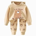 thumbnail image 1 of TOWED22 Toddler Infant Baby Girl Boy 2pcs Long Sleeve Cotton T Shirt and Joggers Pants Set Relaxed Fit Print Fall Winter Clothes Outfits Clothing(Beige,4-5 Y), 1 of 5