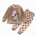thumbnail image 1 of TOWED22 Toddler Infant Baby Girl Boy Outfits Set 2pcs Long Sleeve Sweatshirt Tops Pocket Pants Cartoon Graphic Print Clothes Clothing(Khaki,5-6 Y), 1 of 4