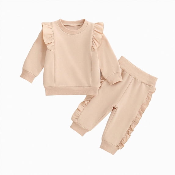 TOWED22 Toddler Infant Girl Clothing Fall Clothes 2pcs Long Sleeve Graphic Sweatshirt and Relaxed Pants Set Cute Clothes(White,3-6 M)