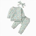 thumbnail image 1 of TOWED22 Toddler Infant Girls Fall Winter Clothing Outfits Cute Print 2 Piece Long Sleeve Graphic Tee and Elastic Waist Pants Clothes(Light Green,0-6 M), 1 of 5