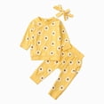 thumbnail image 1 of TOWED22 Toddler Infant Girls Fall Winter Clothing Outfits Cute Print 2 Piece Long Sleeve Graphic Tee and Elastic Waist Pants Clothes(Yellow,6-12 M), 1 of 5