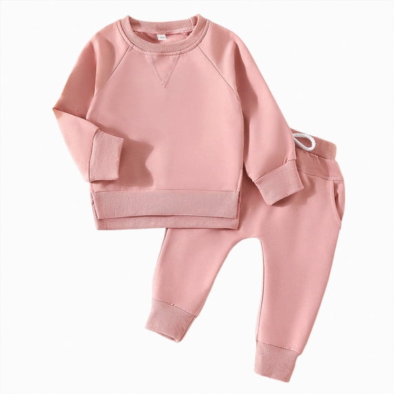 TOWED22 Toddler Infant Girls Outfits Fall Winter Clothing 2pcs Long Sleeve Graphic Top and Joggers Set Cute Print Clothing(Pink,0-6 M)