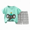 thumbnail image 1 of TOWED22 Toddler Kid Boy Clothes Dinosaur Print Short Sleeve Tee Shirt Elastic Waist Shorts 2pcs Summer Outfits(Mint Green,3-4 Y), 1 of 4