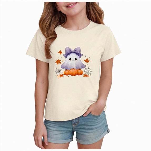 TOWED22 Toddler Kid Girls Boys Halloween T-Shirt Fun Graphic Tee Shirt Short Sleeve Spooky Season Fall Tops