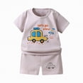 thumbnail image 1 of TOWED22 Toddler Kids Baby Boy Clothes Summer 2pcs Dinosaur Print Short Sleeve Shirt Elastic Shorts Outfits(Grey,6-12 M), 1 of 4