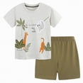 thumbnail image 1 of TOWED22 Toddler Kids Baby Boy Summer Outfits 2pcs Dinosaur Truck Print Round Neck Short Sleeve Tee Shirt Elastic Waist Shorts Clothes(Grey,2-3 Y), 1 of 8