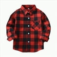 thumbnail image 1 of TOWED22 Toddler Kids Baby Boys Girls Flannel Plaid Shirt Long Sleeve Button Down Tops Outfits(Red,18-24 M), 1 of 4