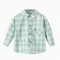 thumbnail image 1 of TOWED22 Toddler Kids Flannel Shirt Jacket Plaid Long Sleeve Lapel Button Down Shacket Baby Fall Christmas Coat for Boys Girls(Light Green,15-16 Y), 1 of 3