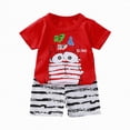 thumbnail image 1 of TOWED22 Toddler Kids Girl Clothes Floral Letter Graphic Top + Shorts 2PC Girls Summer Short Set(Red,6-12 M), 1 of 4