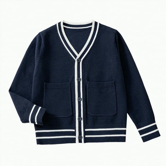 TOWED22 Toddler Kids Girls Cardigan Long Sleeve Kid Button Sweater Girl Crew Neck Cardigans Sweater Comfort Dailywear(Navy,2-4 Y)