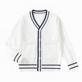 thumbnail image 1 of TOWED22 Toddler Kids Girls Cardigan Long Sleeve Kid Button Sweater Girl Crew Neck Cardigans Sweater Comfort Dailywear(White,7-9 Y), 1 of 4